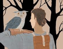 Load image into Gallery viewer, Handmade Painting «Girl with Owl»