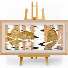Laden Sie das Bild in den Galerie-Viewer, Handgemaltes Bild «Eulen Familie»