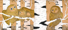 Laden Sie das Bild in den Galerie-Viewer, Handgemaltes Bild «Eulen Familie»