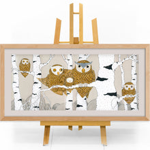 Laden Sie das Bild in den Galerie-Viewer, Handgemaltes Bild «Eulen Familie»