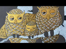 Load and play video in Gallery viewer, Handmade Painting «Owls Family»