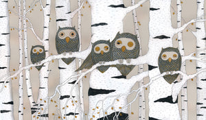 Handmade Painting «Owls Family»