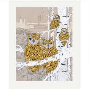 Kunstdruck «Golden Owls»