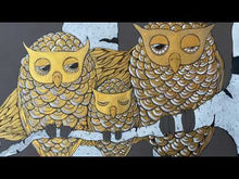 Load and play video in Gallery viewer, Handmade Painting «Owls Family»
